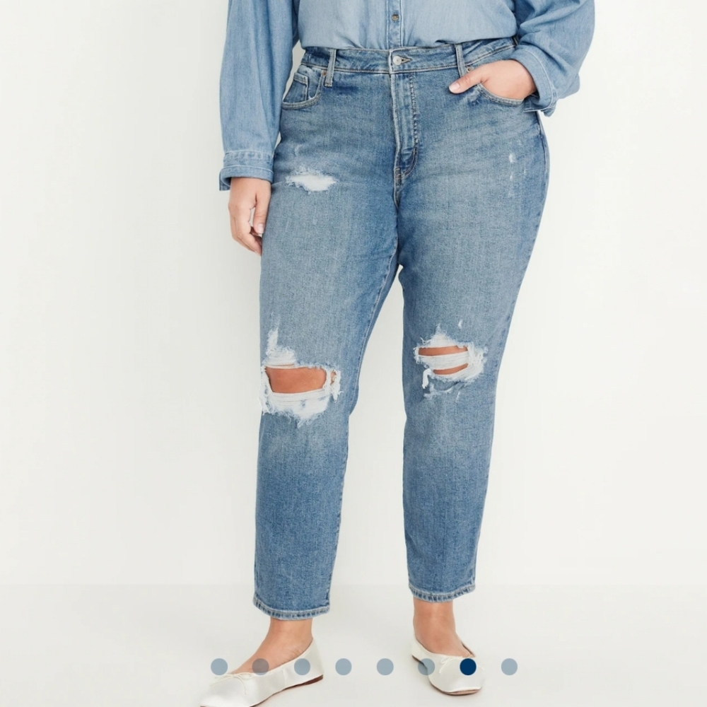 NWT Old Navy 28W OG Straight Leg High Rise Distressed 2730-AM